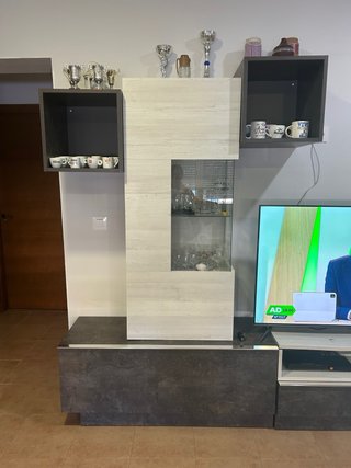 Mueble TV salón + 2 cubos + 2 vitrinas