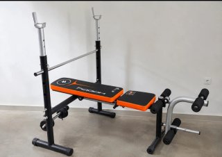 Banco musculación con soporte barra