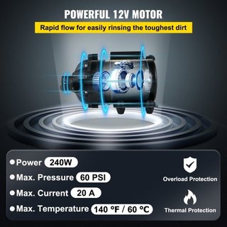 Bomba de lavado, 12V CC, 26 L/min (7 GPM) 4 bar (6