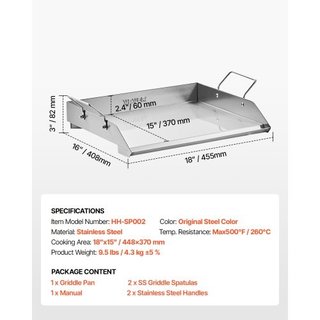 Plancha de acero inoxidable, placa rectangular uni