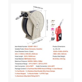 Carrete de Manguera de Combustible, 19.05 x 15000