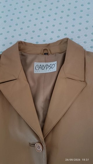 Abrigo largo Calypso piel beige M