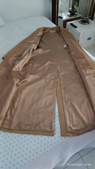 Abrigo largo Calypso piel beige M