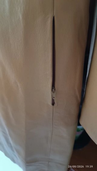 Abrigo largo Calypso piel beige M
