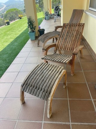Conjunto 2 Sillones Teca Ajustables Exterior