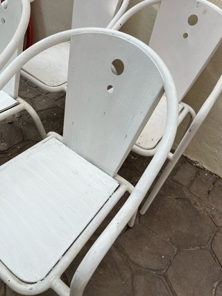 Juego de 4 sillas de terraza metálicas blancas