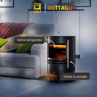 Estufa Eléctrica de Suelo 900W/2000W con Efecto Ll