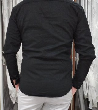 Camicia uomo misto lino nera