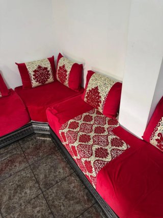Fundas Marroquí Rojo Terciopelo con cortinas
