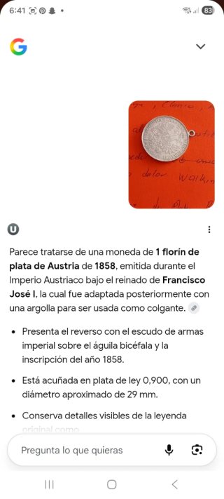 Colgante moneda 1 Florín Plata