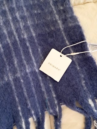 Sciarpa donna a quadri blu e bianca