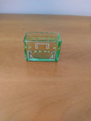 Porta stuzzicadenti Art Decò vetro verde