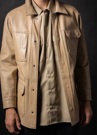 Chaqueta de cuero reversible tres cuartos