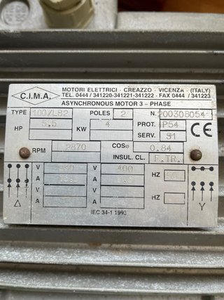 Motor Eléctrico CIMA 5.5 HP 4KW 2870 RPM