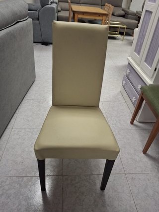 Silla comedor polipiel beige patas madera