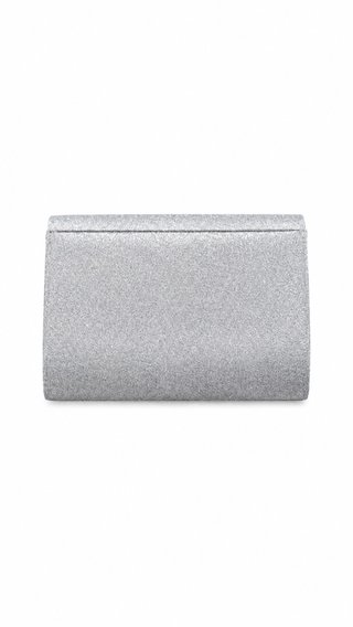Bolso de fiesta plateado clutch con cadena