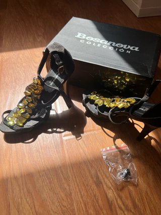 Zapatos de fiesta de diamantes dorados mujer