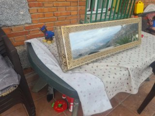 Espejo de pasillo dorado y plateado