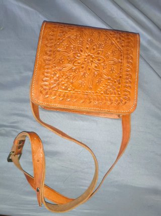 Bolso Bandolera Cuero Artesanal Labrado