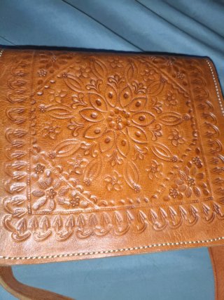 Bolso Bandolera Cuero Artesanal Labrado