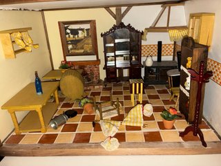 Casa de muñecas de madera estilo granja artesana