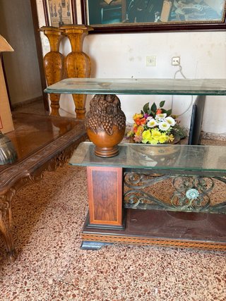 Mesa consola madera y cristal