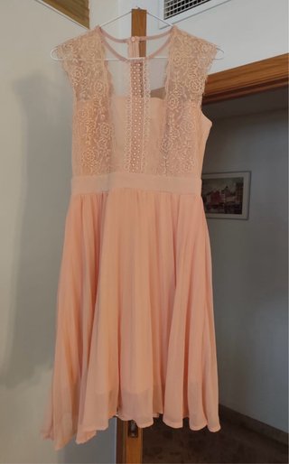 Vestido de fiesta encaje rosa Talla S/M