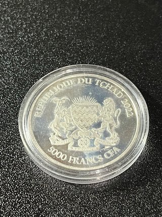 Moneda Plata Cebra 5000 Francos CFA Tchad 1 Onza