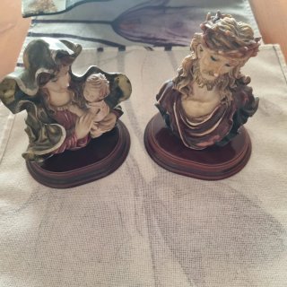 Pareja Figuras Religiosas Virgen y Jesús