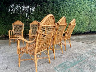 6 poltrone in rattan marrone