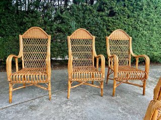 6 poltrone in rattan marrone