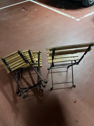 4 Sillas de terraza plegable madera y metal