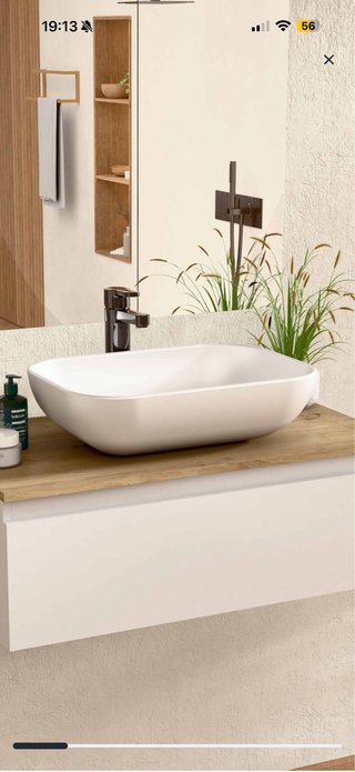 Lavabo sobre encimera blanco. Medidas 47,5x33x13,5