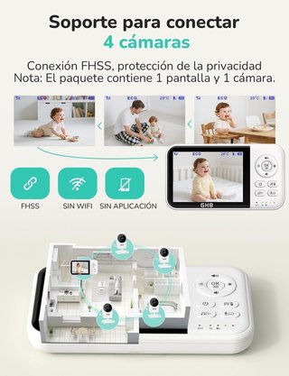 GHB Camara Vigilabebe  3.2"HD 2100mAh Recargable