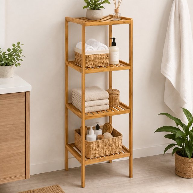 ¡OFERTA! Estantería Bambú Baño 4 Baldas