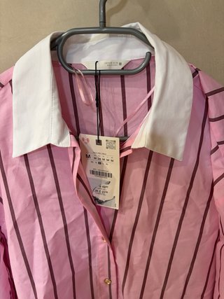 Camisa Zara rayas rosa M