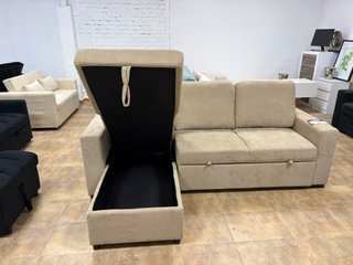 Sofá cama chaiselongue + arcon 234cm Beige