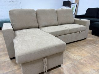 Sofá Cama Chaiselongue Beige 234cm + arcón
