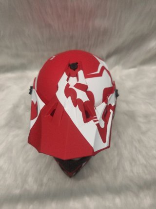Casco Moto Cross Rojo/Blanco Talla S
