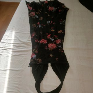 Vestido Terciopelo Negro Estampado Flores