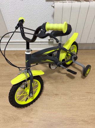 Bicicleta infantil gris y verde 14 pulgadas