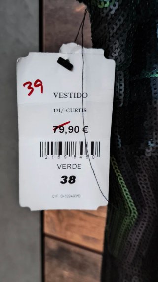 Vestido fiesta lentejuelas verde y negro