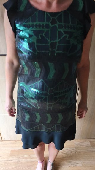Vestido fiesta lentejuelas verde y negro