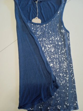Camiseta fiesta lentejuelas azul