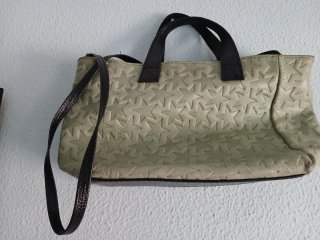 Bolso piel verde y negro