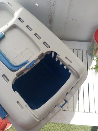 Transportín gato azul y gris