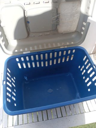 Transportín gato azul y gris