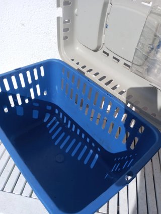 Transportín gato azul y gris