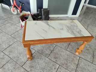 Mesa de centro madera y mármol 46x90