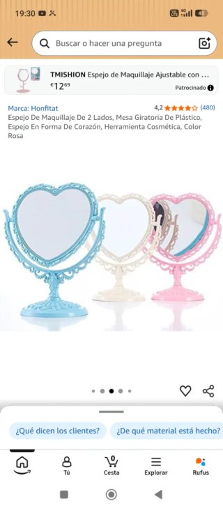 Espejo de Maquillaje Corazón Honfitat Rosa